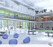 Illustrative view of the atrium social space