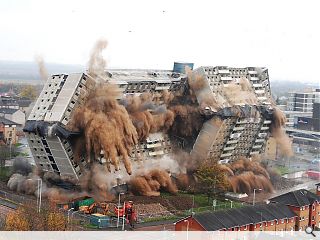 Motherwell tower block meets explosive demise