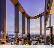 A rooftop sky bar offers expansive views across London