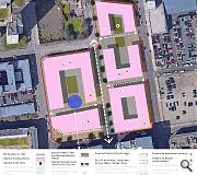 An indicative masterplan parcels the 2ha site into five buildings