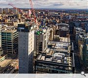 Drone photography captures the 13 storey block on the rise