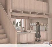 A mezzanine floor opens onto a double height diner