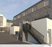 The scheme is arranged around lane, garden, court and terrace elements