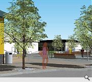 A landscaped public space will be created in front of the new library