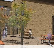 Courtyard spaces offer space for mixed play and learning