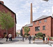 A defining 130ft chimney will continue to stand tall at the heart of the development