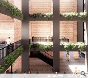 A dramatic atrium will draw tenants together in a central shared space