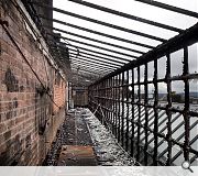 Charred remains of the rooftop 'hen run'