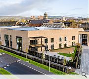 Themed courtyards offer views across the historic John Brown shipyard