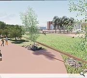 A riverfront walkway will skirt quay walls around the site perimeter