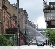 The fire began late on Friday night and was still smouldering on Saturday afternoon