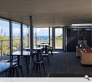 A side extenion houses a cafe and viewing terrace