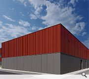 Red ochre vertical standing seam cladding and dark rigid sheet cladding are to be used