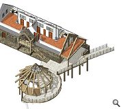 The new hall is modelled on an ancient 'crannog' style fortification - a circular loch dwelling built atop sunken wooden piers