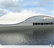 The ferry terminal design has been likened to a rib cage protected by a strong outer shell