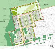 Building densities will mediate between an urban response to Muirhouse Parkway and green belt land to the north