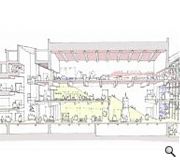 Long section illustrating new north south connections between the Grand Gallery and upper levels