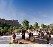 New paving, street furniture and planting would open up the north side of the street