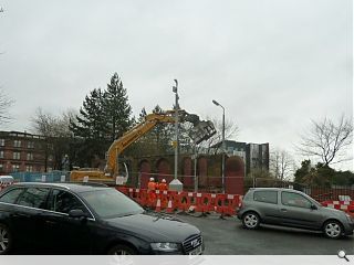 Demolition underway on Glasgow Green wall art