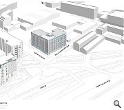 A six-storey student housing block is envisaged for the corner plot