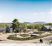 The village centre will offer views to the Minto Hills