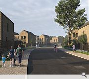 A series of planted courtyards provide a green backdrop to the new homes