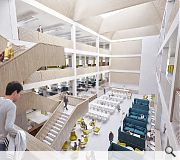 Open plan offices wrap around a central atrium