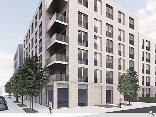 Green roof apartments open out to Leith Links