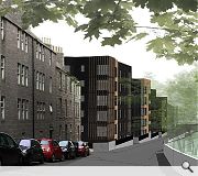 The student flats will be clad in a combination of stone, timber and glass