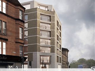 Chamfered student flats to denote Glasgow's Western Campus boundary