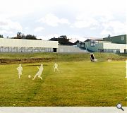 Both wings of new sporting accommodation will frame views of the existing school