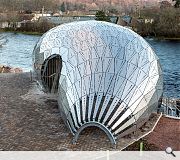 Reflecting the shape and colours of a salmon, this highly sculptural building encloses the hydroelectric infrastructure that generates over 500,000kWh of renewable energy every year to power the Inverness Leisure Centre.