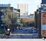 Theatre goers can take advantage of a rooftop terrace to soak in skyline views during refreshment breaks