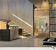 A ground floor reception area is modelled on traditional grand hotel parlours