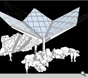 An area of 82sq/m is enclosed by the glasshouse