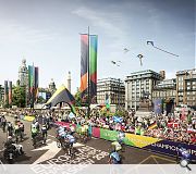 The square itself will play host to road cycling events over the course of the games