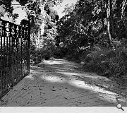 A series of silver bars have been placed under the Spanish Gate entrance to the woodland garden