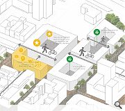 New pedestrian routes will open up the urban block